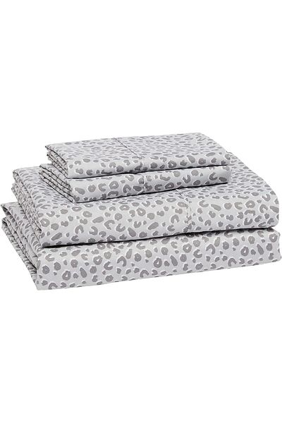 erorex Lightweight Super Soft Easy Care Microfiber Bed Sheet Set With 14” Deep Pockets King Gray Cheetah