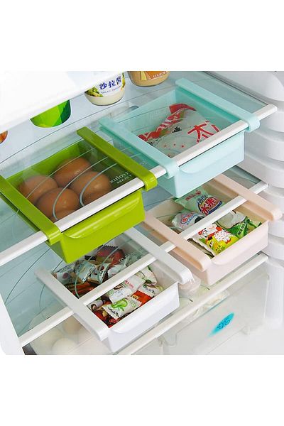 erorex 1Pcs Retractable Fridge Drawer Refrigerator Storage Box Holder Food Organizer Space Saving Shelf
