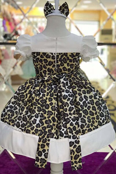 Riccotarz Girl's Watermelon Sleeves Skirt Tip Stripe over Leopard Pattern Evening Dress