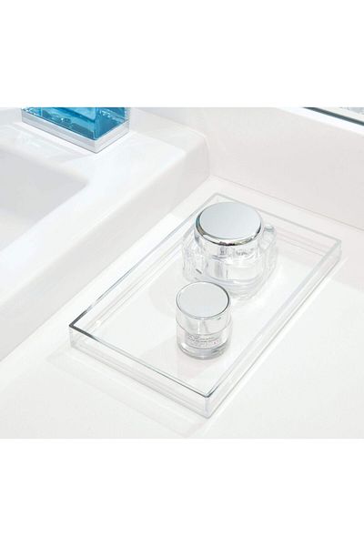 erorex Bathroom Tray For Towels Cosmetics And Accessories The Clarity Collection – 8.68” X 5.34” X 0.95”