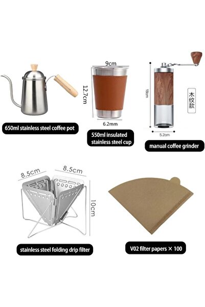 erorex Pour Over Coffee Maker Set, Outdoor Stainless Steel Drip Filter Pot Heat Resistant Handle Drip