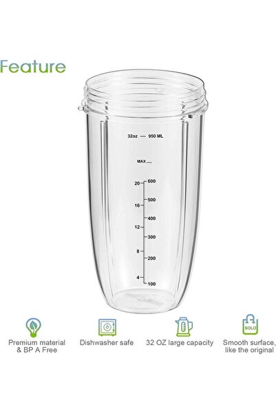 erorex Replacement Parts 32Oz Blender Cups Replacement Blender Cups Compatible Nutribullet 600W 900W