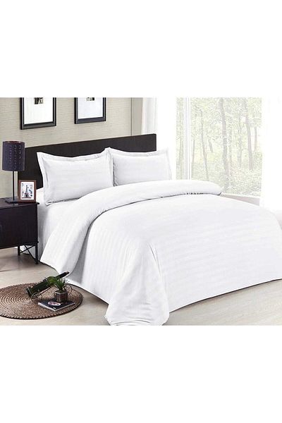 erorex Blues Hotel Stripe Comforter Set Single Size White 5 Pcs Bg 06