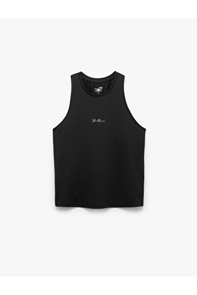 Koton Crew Neck Back Detailed Sleeveless Printed Athlete's Undershirt