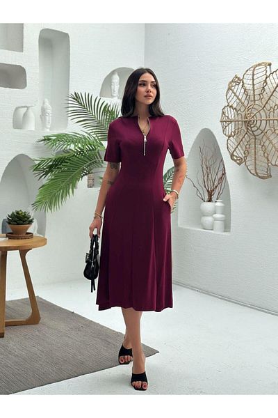 Elaxi Rochie din stofă modal cu fermoar