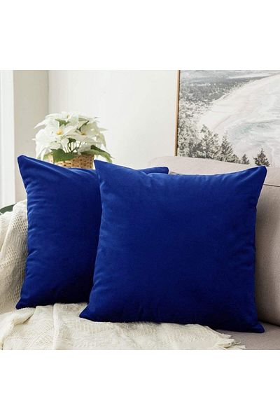 erorex Blue Velvet Decorative Solid Filled Cushion 45X45Cm