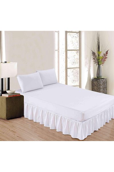 erorex Wrap Around Solid Microfiber Luxury Hotel Quality Fabric Bedroom Gathered Ruffled Bedding Bed Skirt
