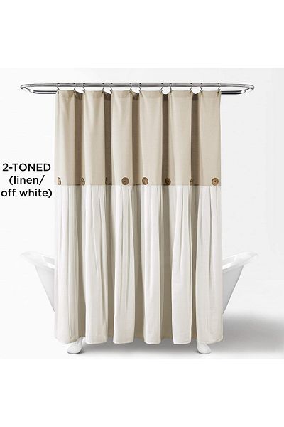 erorex Linen Button Shower Curtain 72 Inch X 72 Inch