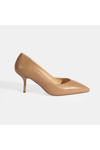 Desa Women's Beige Leather Heeled Classic Shoes