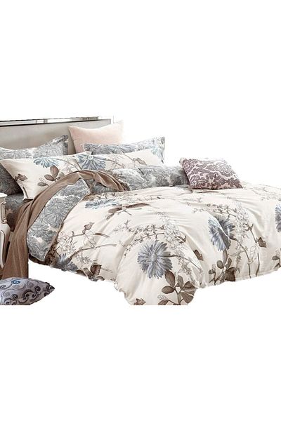erorex Daisy Silhouette Reversible Floral Print 3 Piece 100 Percent Cotton Bedding Set: Duvet Cover And