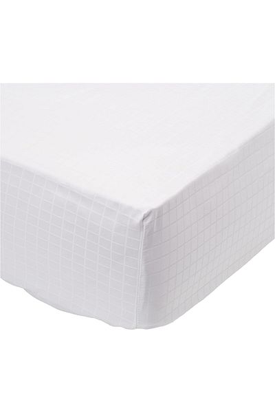 erorex Queen Fitted Sheet 1Pc 100 Percent Cotton 250Tc Dobby Box Sateen Size: 180X200+30Cm White