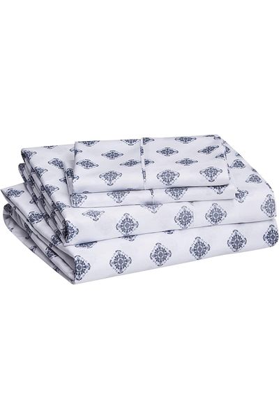 erorex Lightweight Super Soft Easy Care Microfiber Bed Sheet Set With 14” Deep Pockets Queen Blue Gray