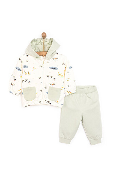 Bebetto Yenidoğan Erkek Bebek Kapüşonlu Sweatshirt-Hırka-Alt 3lü Takım Safari...