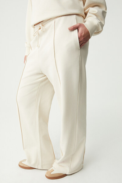 ETHIQUET Richubb Women's Plus Size Embroidery Detailed Ecru Bottom-Top Set