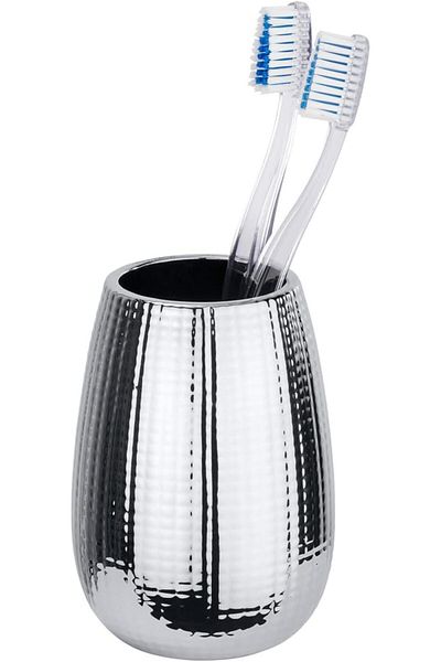 erorex Dakar Ceramic Toothbrush Holder For Toothbrush And Toothpaste Ceramic 8.3 X 11.6 X 8.3 Cm Chrome