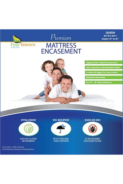 erorex Queen Queen Mattress Protector Bedbug Waterproof Zippered Encasement Hypoallergenic Premium Quality