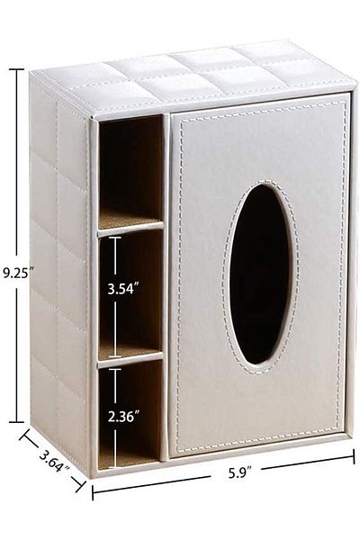 erorex Pu Leather Rectangular Tissue Box White