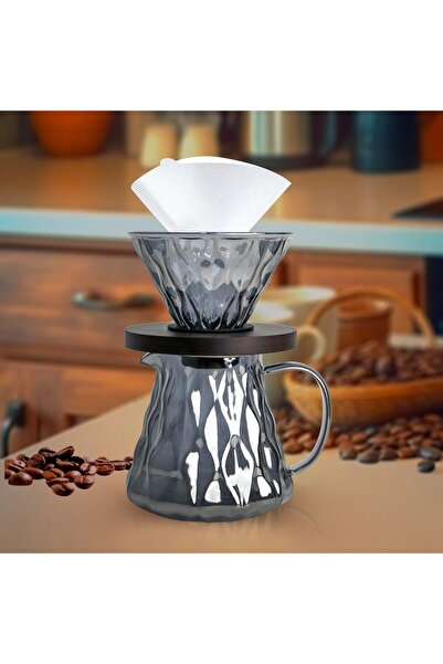 erorex V60 Pour Over Coffee Maker Dripper Set, 600Ml Glass Coffee Server Pot Size 02, V60 Glass Coffee