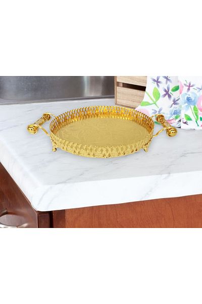 TrentonGCC Round Serving Tray with Ornate Detailing