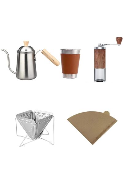 erorex Pour Over Coffee Maker Set, Outdoor Stainless Steel Drip Filter Pot Heat Resistant Handle Drip