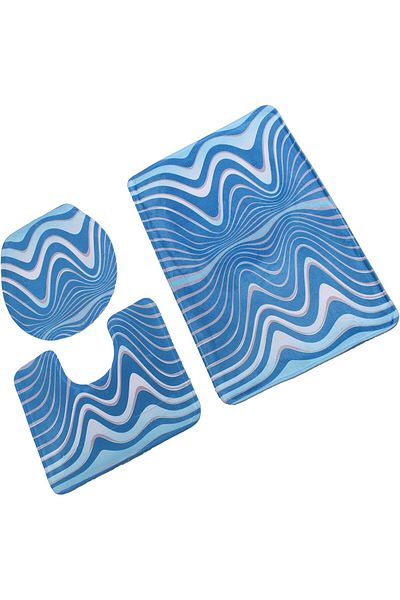 erorex 3 Set Bathroom Anti Slip Pedestal Rug + Lid Toilet Cover + Bath Mat