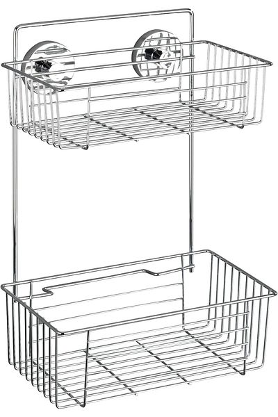 erorex Vacuum Loc Bathroom 2 Tier Wall Rack Bar Steel Adjustable Bath And Shower Storage Easy Install With