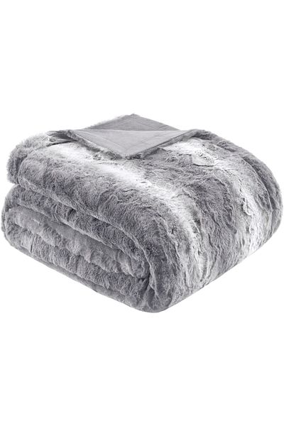 erorex Zuri Soft Plush Luxury Oversized Faux Fur Throw Animal Stripes Design Faux Mink On The Reverse
