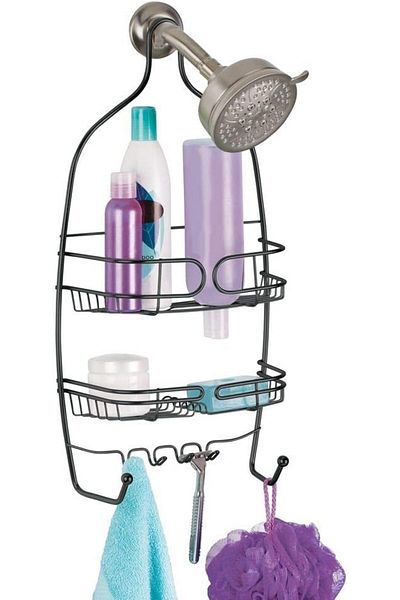 erorex Neo Bathroom Shower Caddy With Hooks For Razors Towels And Fits Most Shower Heads Matte Black