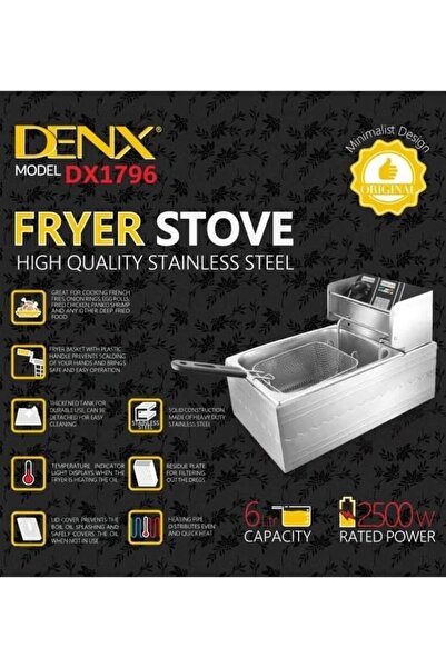 erorex Stainless Steel Deep Fryer, Commercial Grade Temperature Indicator, Detachable Tank, Safety Lid