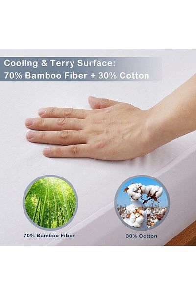 erorex Bamboo Mattress Protector Cooling Technology Designed 100 Percent Waterproof Ultra Soft And