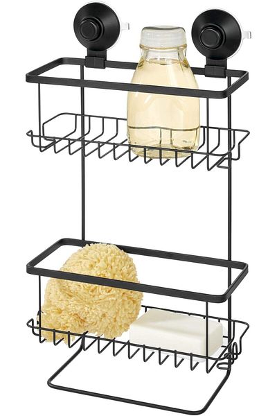 erorex Everett Metal Push Lock Suction Shower Caddy Extra Space For Shampoo Conditioner And Soap With