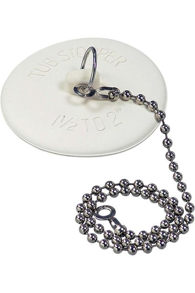 erorex Rubber Tub Stopper With Chain White 80783