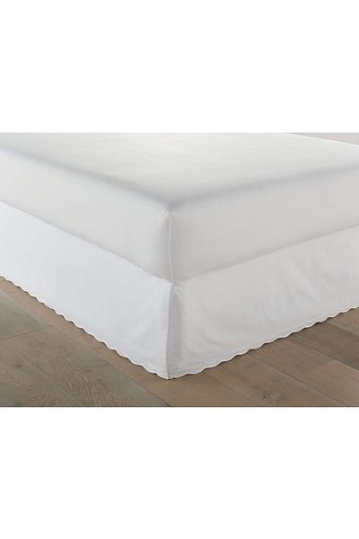 erorex Queen Bedskirt Cotton Tailored Bedskirt Simple Stylish Home Decor Solid White Queen