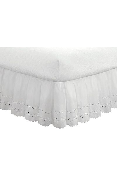 erorex Ideas Ruffled Eyelet Bed Skirt Dust Ruffle With Gathered Styling And Embroidered Details 14 Inch