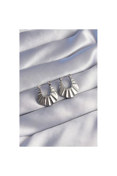 Skygo 316L Steel Silver Color Embossed Appearance Earrings - Tj-Bkp9046