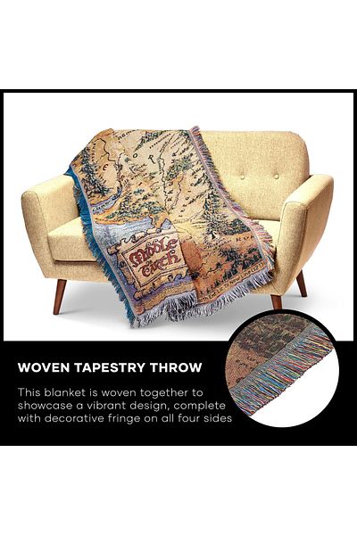erorex Warner Brothers The Hobbit Middle Earth Inch Woven Tapestry Throw Blanket 48 Inch X 60 Inch Multi