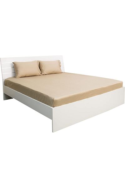 erorex King Fitted Sheet 1Pc 100 Percent Cotton 250Tc Dobby Box Sateen Size: 200X200+30Cm Beige