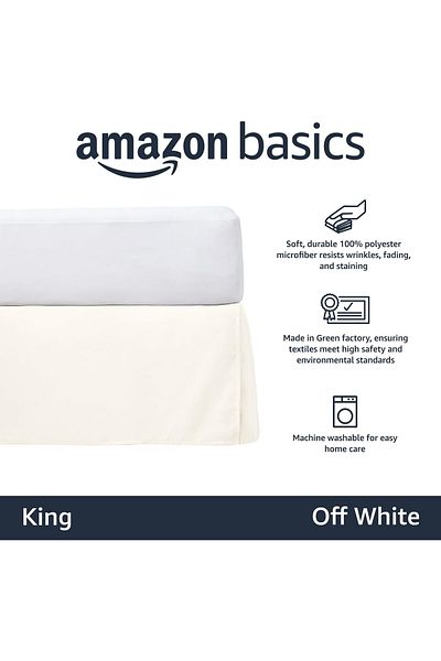 erorex Lightweight Pleated Bed Skirt King Off White