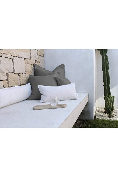 erorex Linen Square Decorative Cushion Microfiber Filler 30X30 Grey