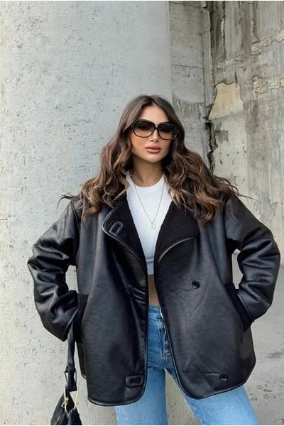 MEECY Schwarze Oversize-Jacke für Damen