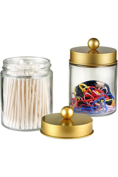 erorex Apothecary Jars Bathroom Storage Organizer Countertop Storage Organizer Canister Jar Cute Qtip