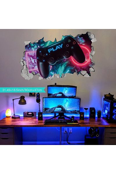 erorex 3D Gaming Wall Sticker For Boys Bedrooms Walls Xbox Gamer Wall Art Decal Minecraft Ps4 Game Wall