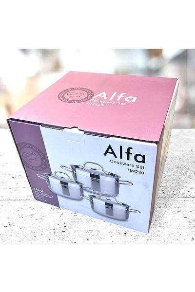 Alfa 6 PC 18/10 Cr-Ni STAINLESS STEEL COOKWARE SET (26cm+28cm+32cm)