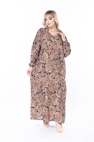 mervemoda Γυναικείο μακρυμάνικο καλοκαιρινό φόρεμα μεγάλου μεγέθους