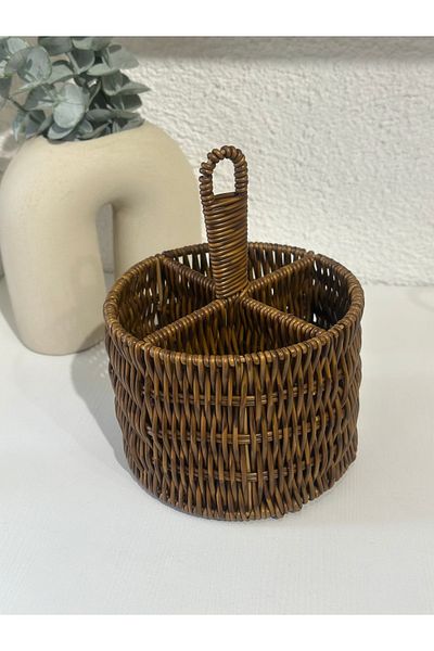 Decamor home Организатор за лъжици от ратан в кафяво