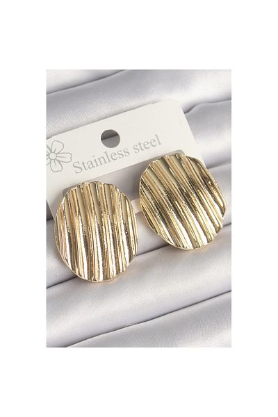 Skygo Brass Gold Color Embroidered Circle Plate Model Women's Earrings - Tj-Bkp10244