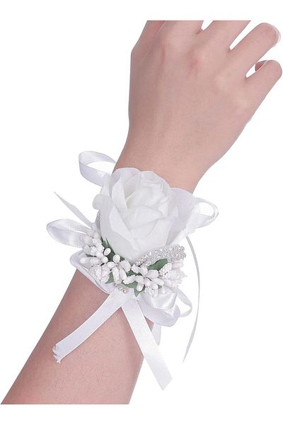 erorex Artificial Flowers White Rose Wrist Flowers And Men'S Corsage Wedding Flowers Ceremony Prom Flower