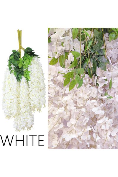 erorex 12Pcs Artificial Wisteria Flowers 3.6 Feet Piece White Dense Artificial Fake Wisteria Vine Ratta