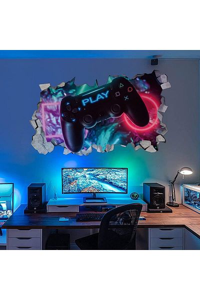 erorex 3D Gaming Wall Sticker For Boys Bedrooms Walls Xbox Gamer Wall Art Decal Minecraft Ps4 Game Wall