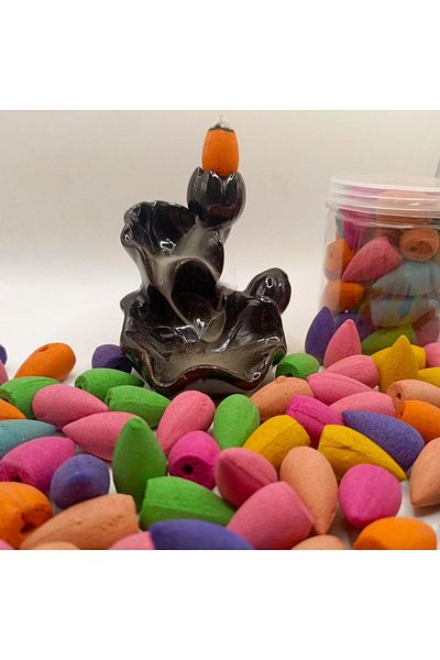 erorex Waterfall Incense Burner Lotus Backflow Incense Holder Ceramic Censer Cones Sticks Porcelain Holder